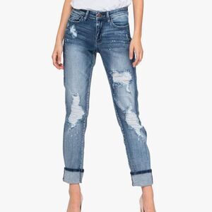 Judy Blue Destroyed Bleach Splatter High Rise Boyfriend Jeans